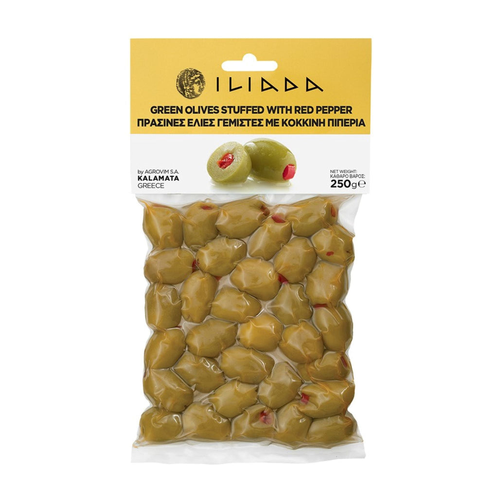 Iliada Olives - Green Olives Stuffed With Red Peppers